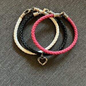 John Hardy leather bracelet with heart charm